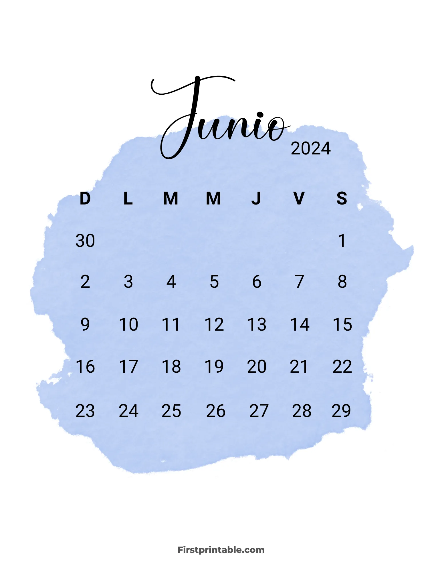 Spanish Printable June Calendar 2024 Template 50