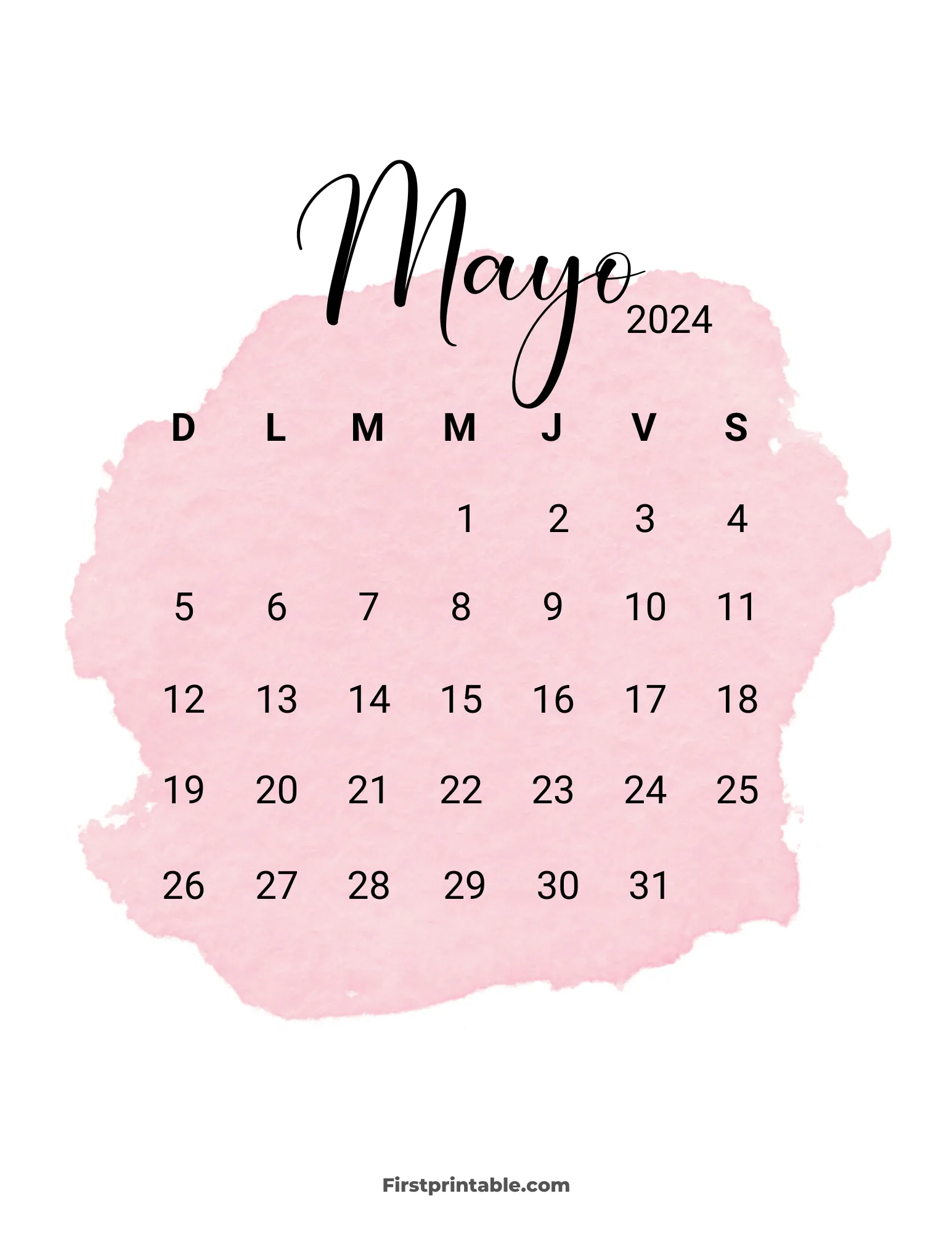 Spanish Printable May Calendar 2024 Template 50