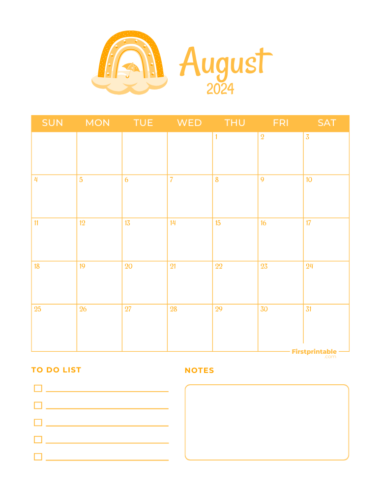 August Calendar 2024 Summer Template 02