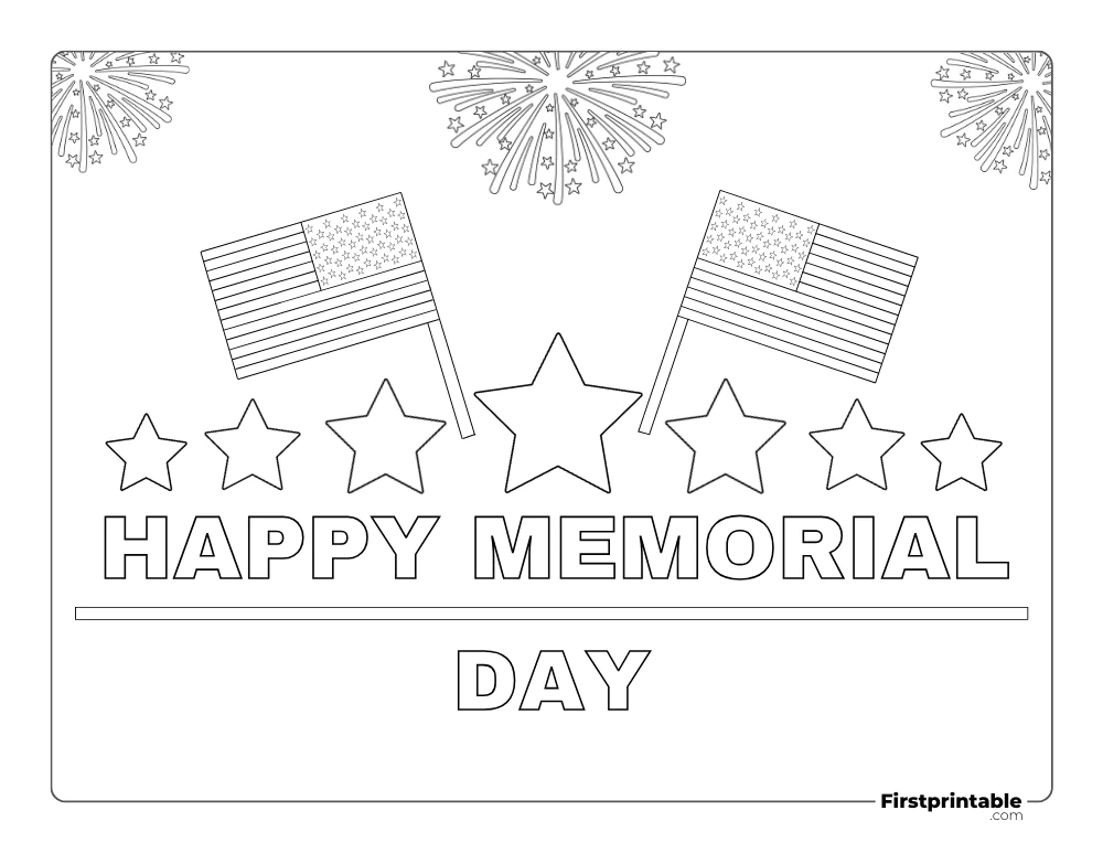 Coloring page "Happy Memorial Day" Fireworks
