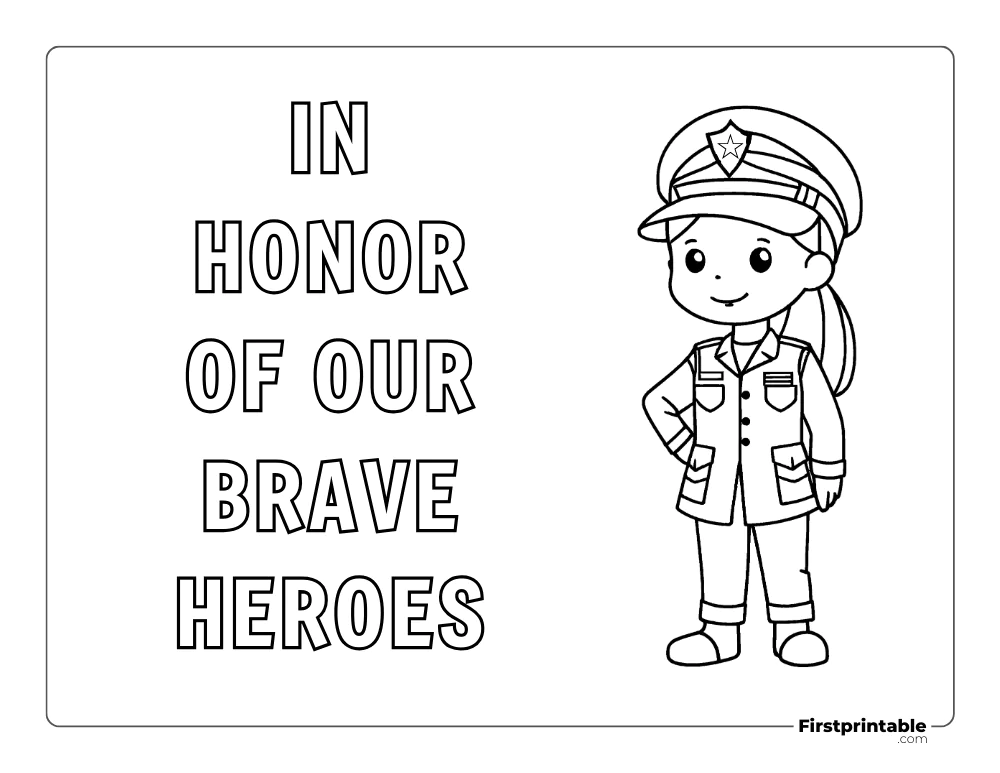 "Cute Solider" Memorial Day Coloring page Printable