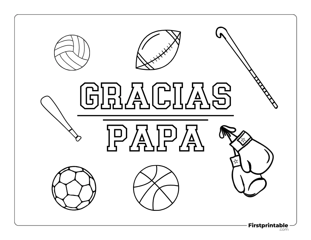 "Gracias papá" Página para colorear del Día del Padre