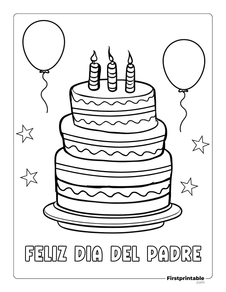 Página para colorear imprimible "Pastel" Feliz Día del Padre