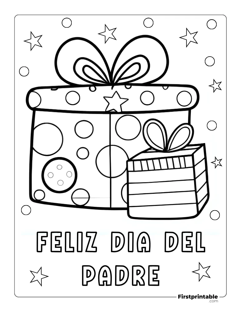 Dibujo de Caja de regalo "Feliz día del padre" para colorear