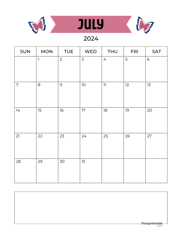 July Calendar 2024 Independence Day Template 06