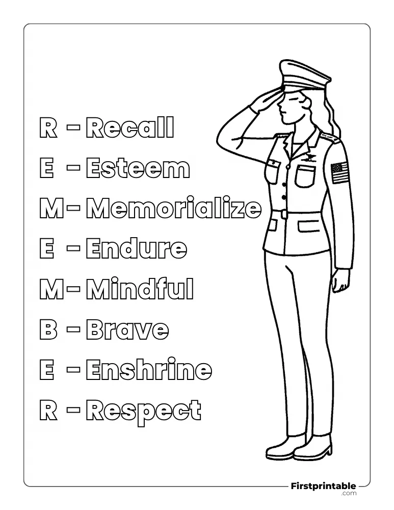 Memorial Day Coloring Page "REMEMBER"
