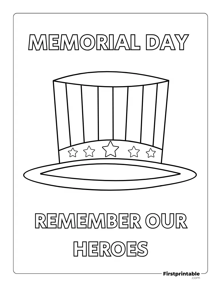Memorial Day Coloring Sheet "Remember our Heroes"