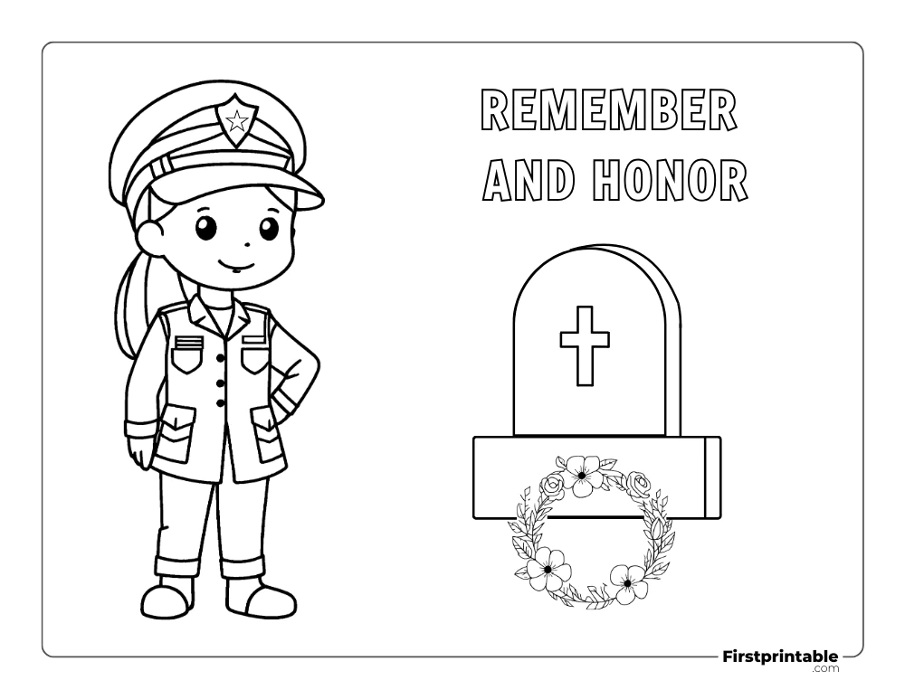 Memorial Day Coloring page "Remember and Honor"