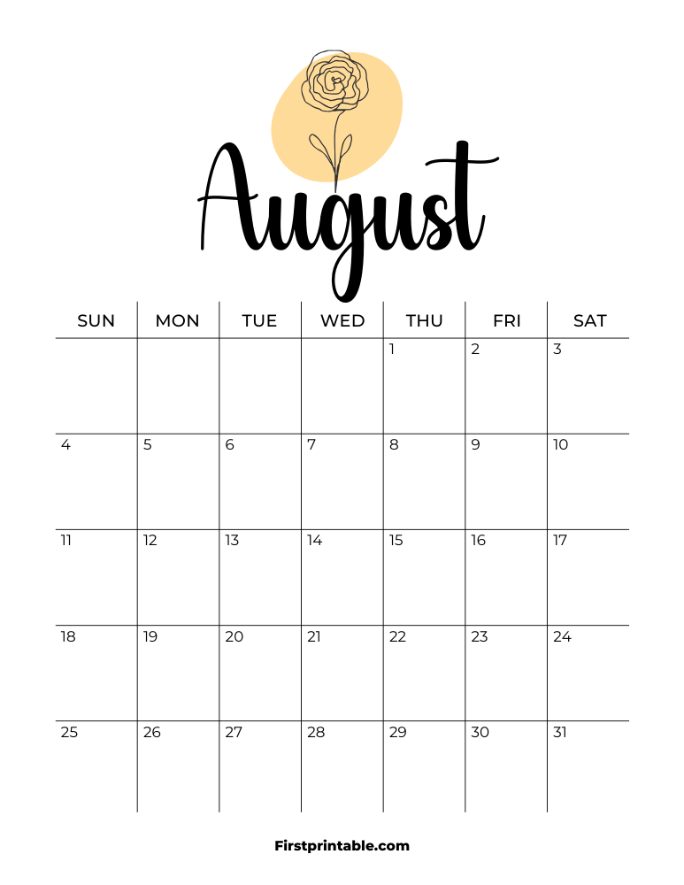Printable August Calendar 2024 Template 09