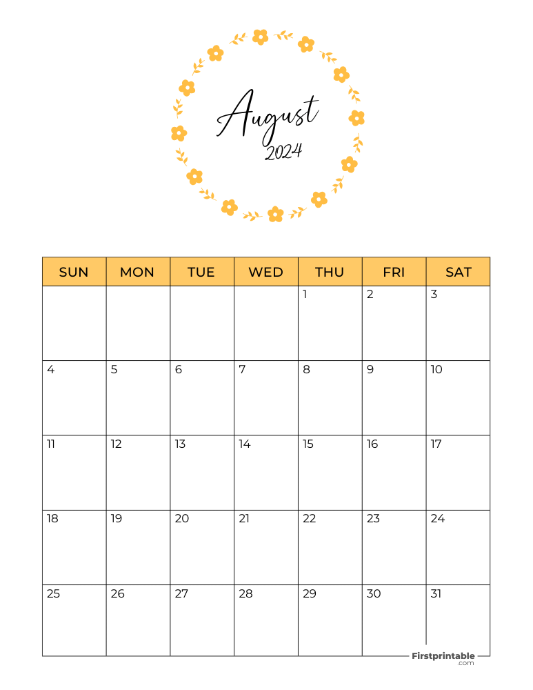 Printable August Calendar 2024 Template 15