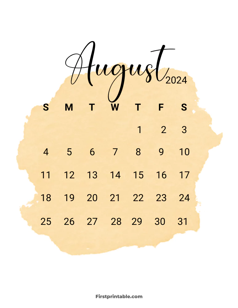 Printable August Calendar 2024 Template 18