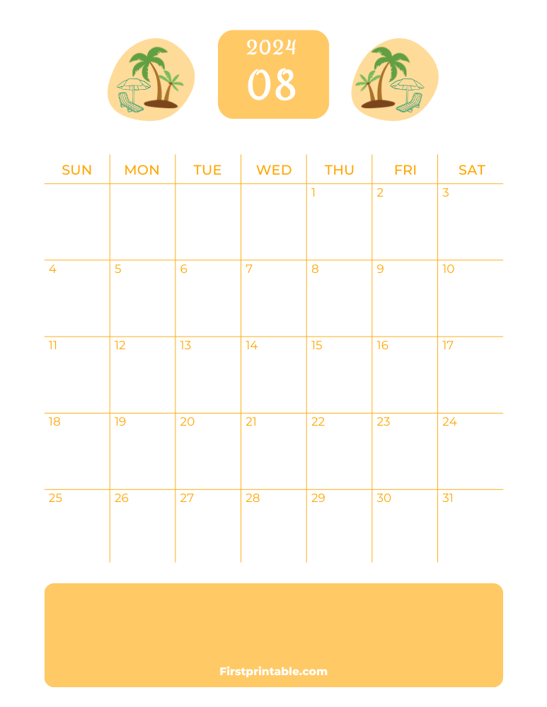 Printable August Calendar 2024 Template 24
