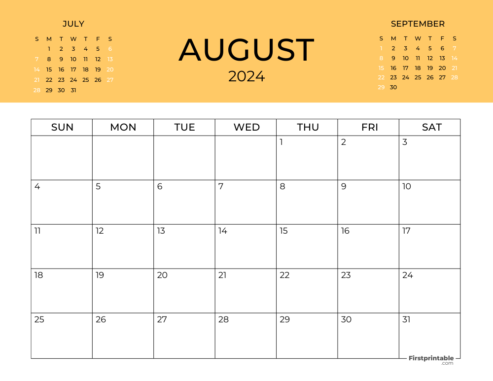 Printable August Calendar 2024 Template 30