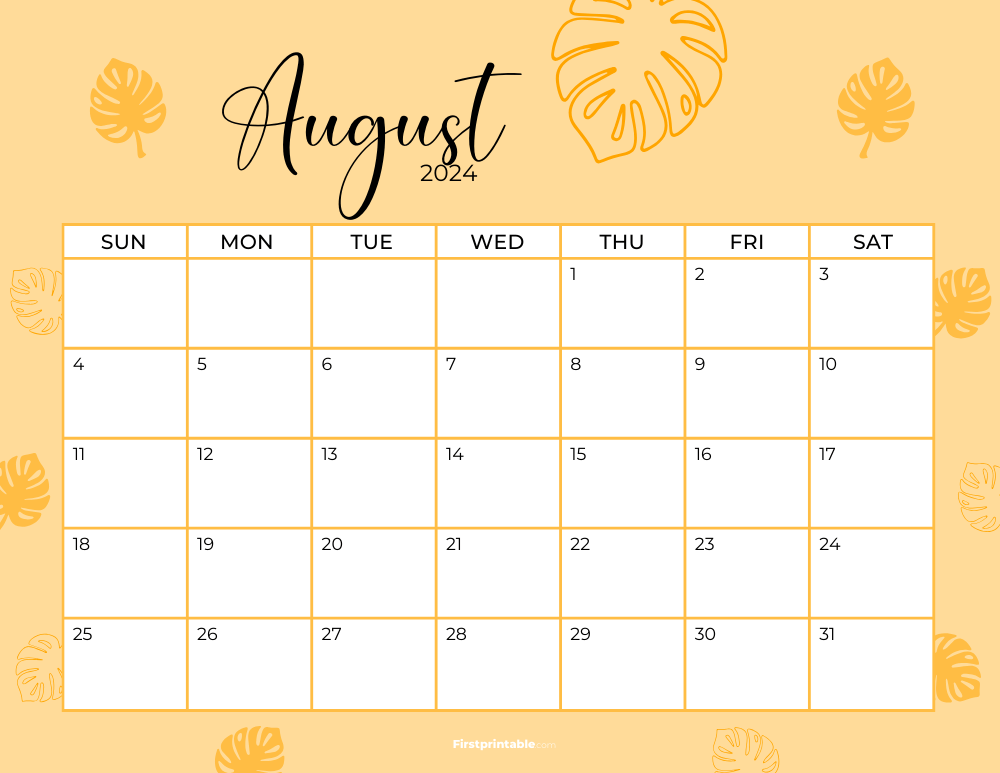 Printable August Calendar 2024 Template 31