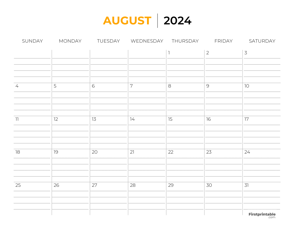 Printable August Calendar 2024 Template 33