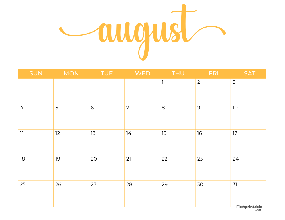 Printable August Calendar 2024 Template 45
