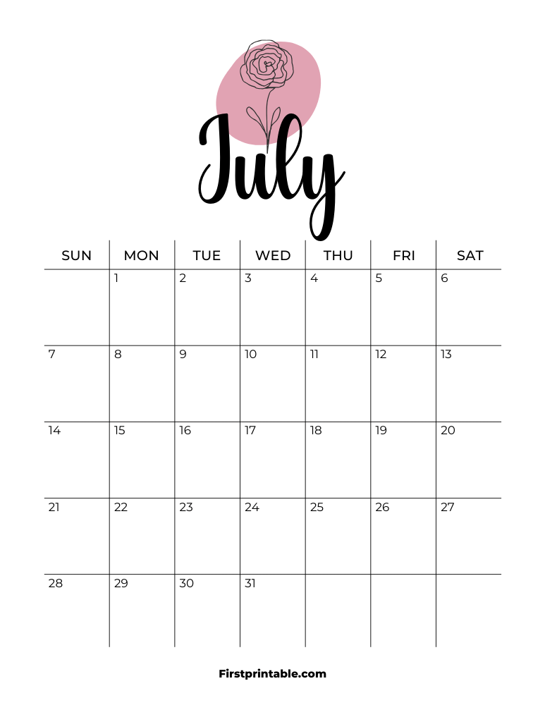 Printable July Calendar 2024 Template 09
