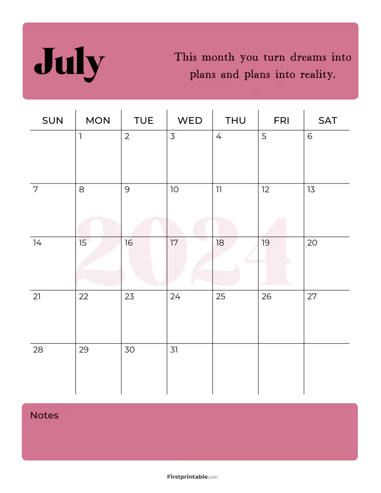 Printable July Calendar 2024 Template 11