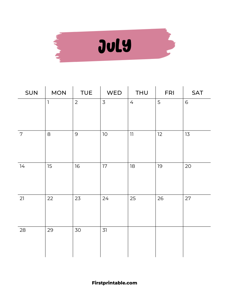 Printable July Calendar 2024 Template 22