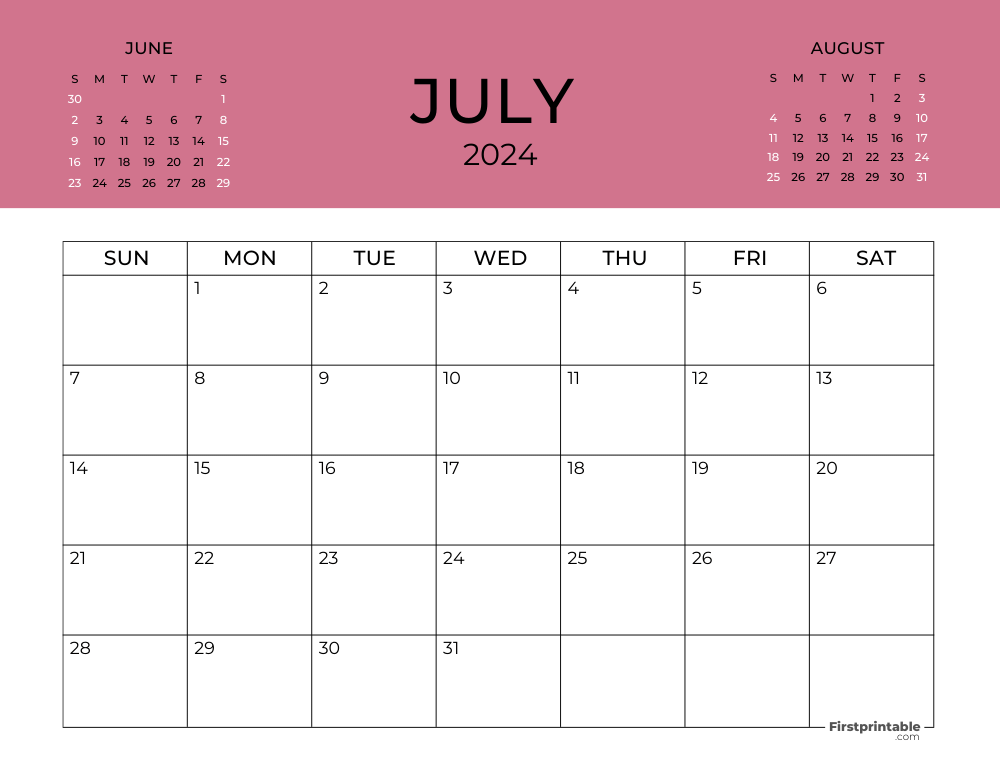 Printable July Calendar 2024 Template 30