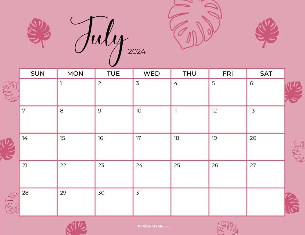 Printable July Calendar 2024 Template 31