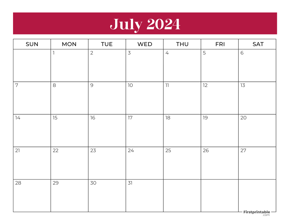 Printable July Calendar 2024 Template 35