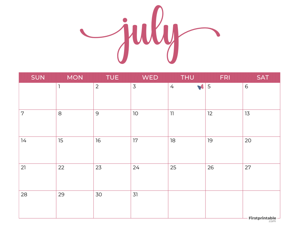 Printable July Calendar 2024 Template 45