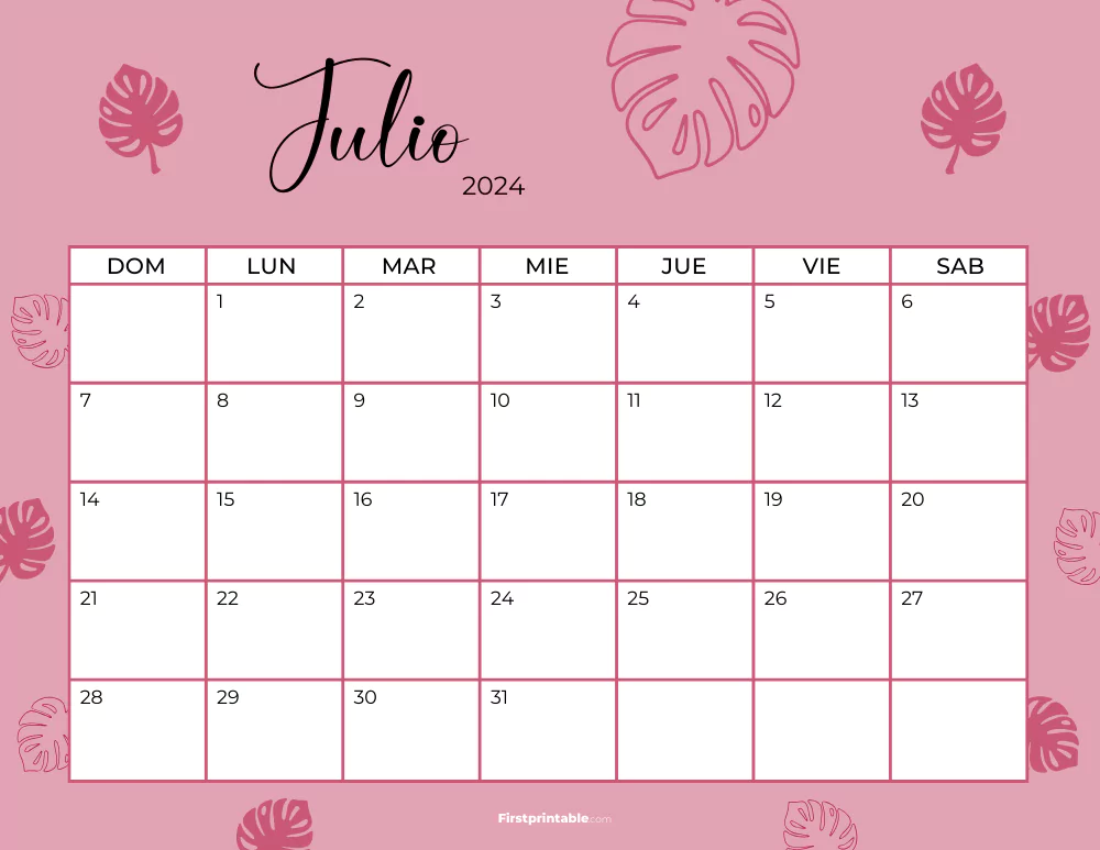 Printable July Calendar 2024 Template 47