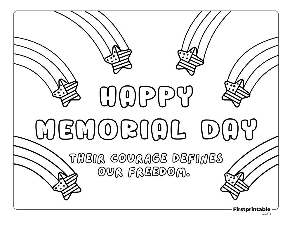 Printable "Memorial Day" Coloring page shooting star