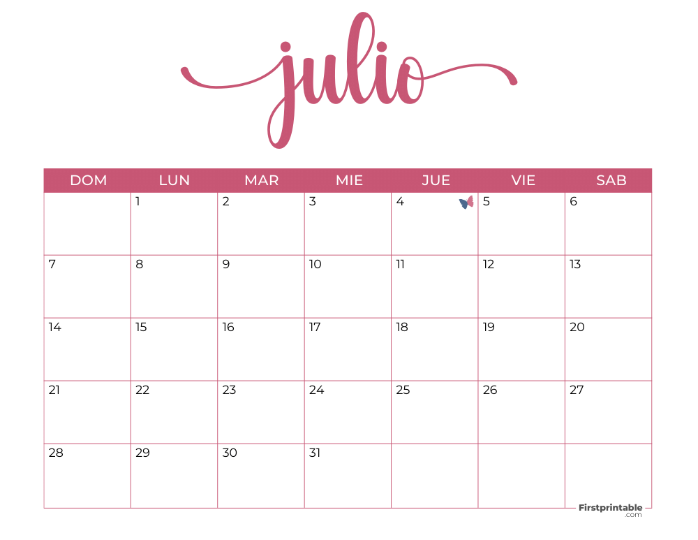 Spanish Printable July Calendar 2024 Template 46
