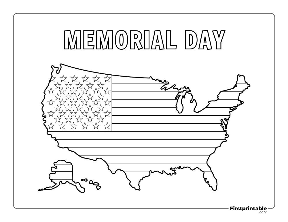 "USA Map" Memorial Day Coloring page