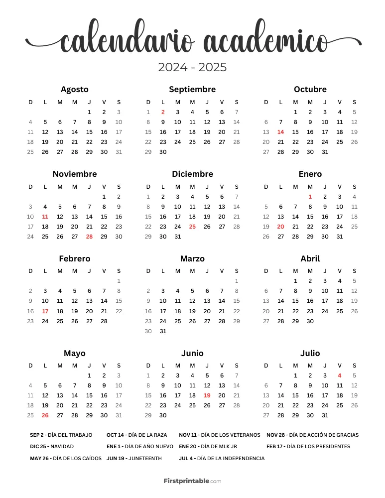 2024 2025 Academic Calendar Spanish 08