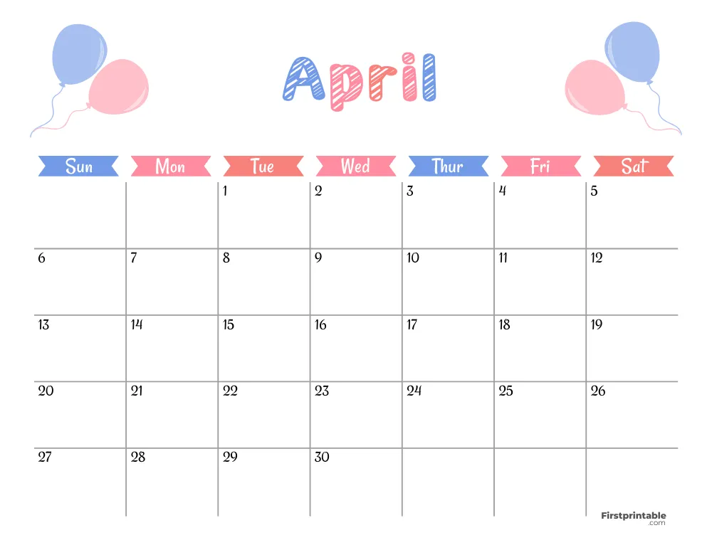 Cute April 2025 Calendar