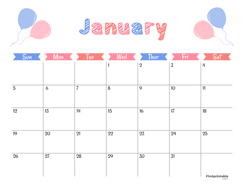 Cute January 2025 Calendar