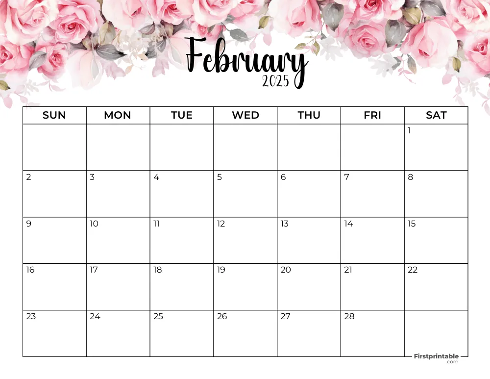 February 2025 Calendar Floral 01
