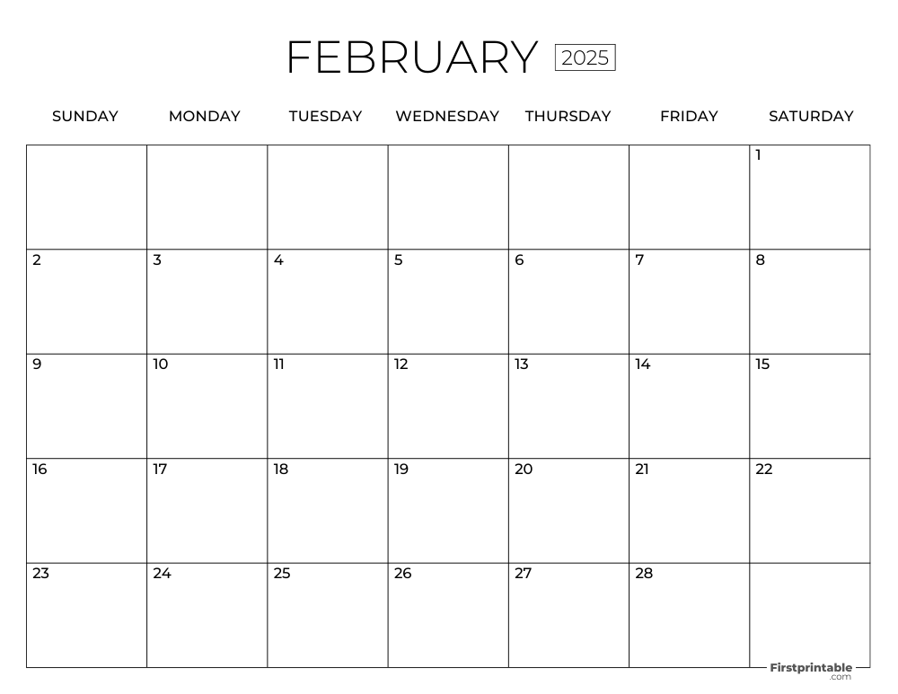 February Calendar 2025 Template