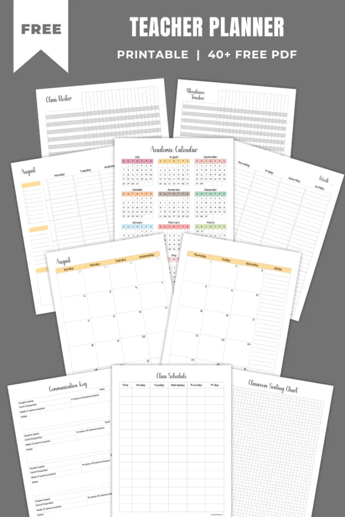 Free Printable Teacher Planner PDF Templates