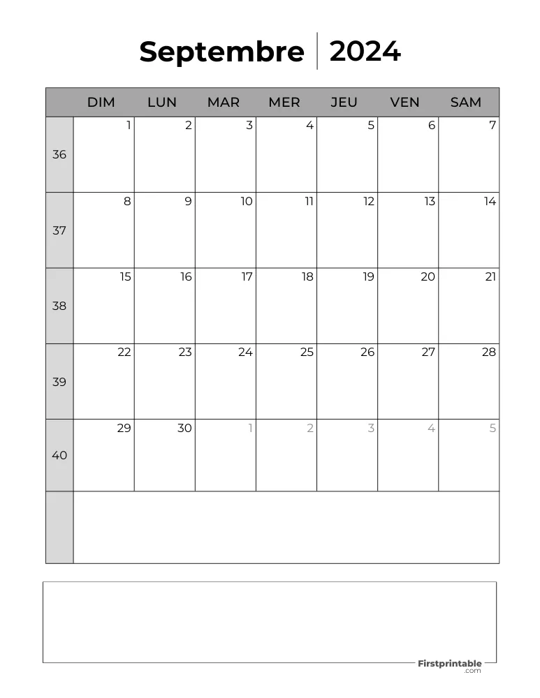 French Printable September Calendar 2024 Template 39