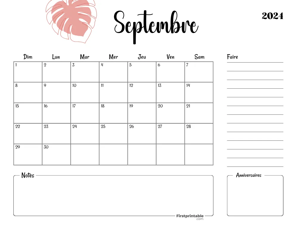 French Printable September Calendar 2024 Template 40