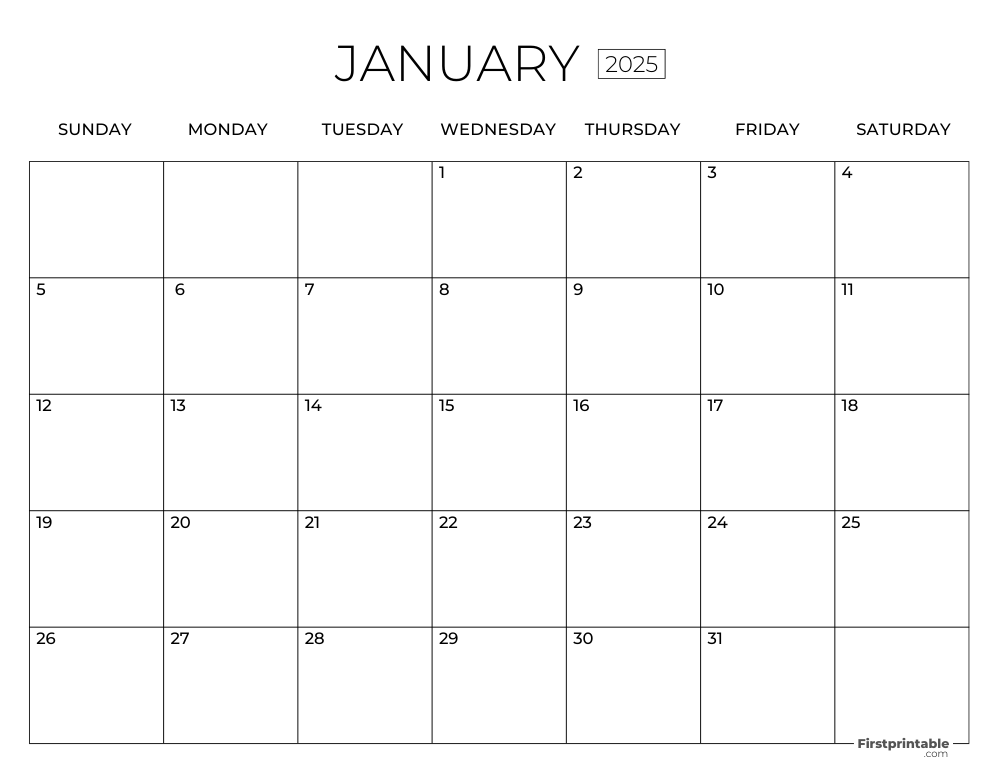 January Calendar 2025 Template