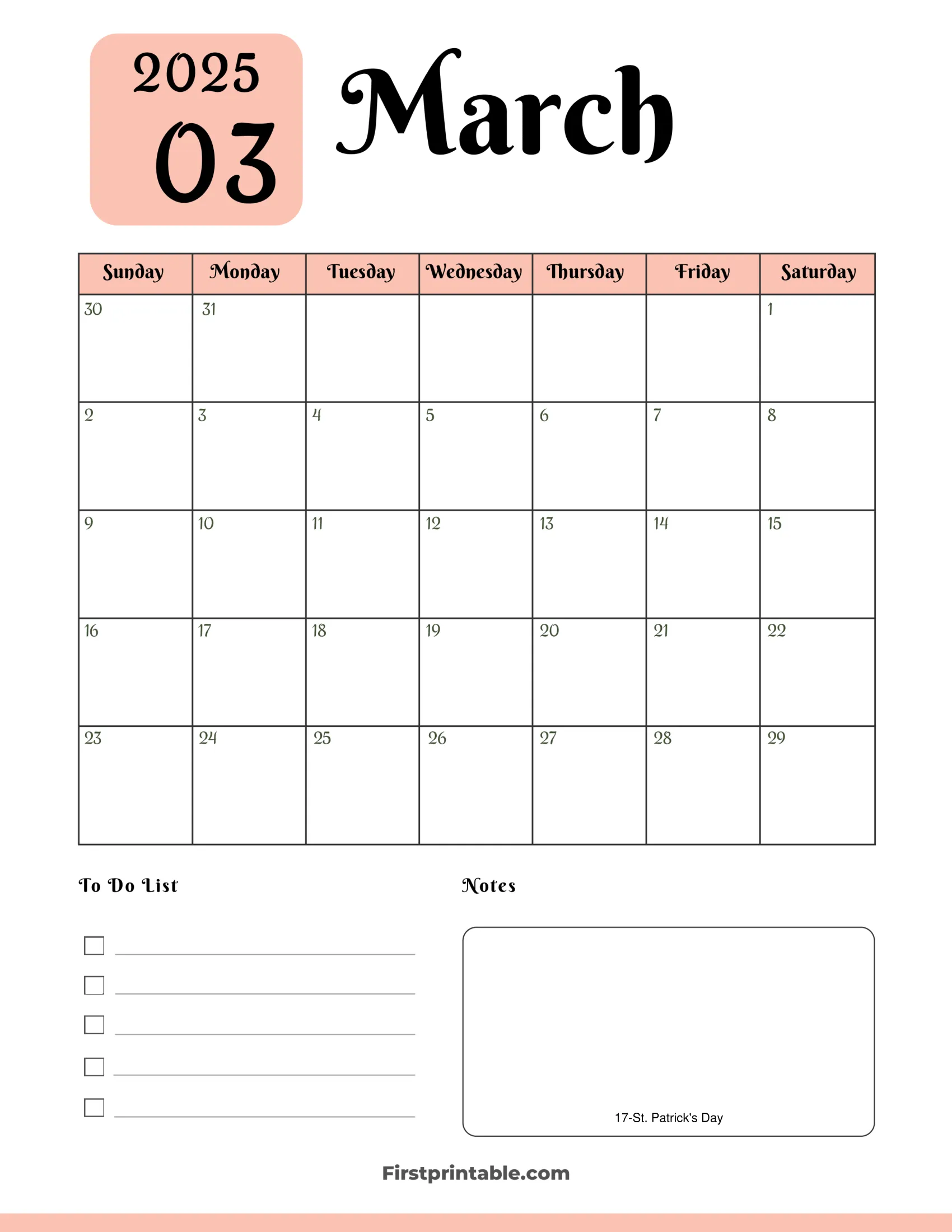 March Calendar 2025 Aesthetic Pink
