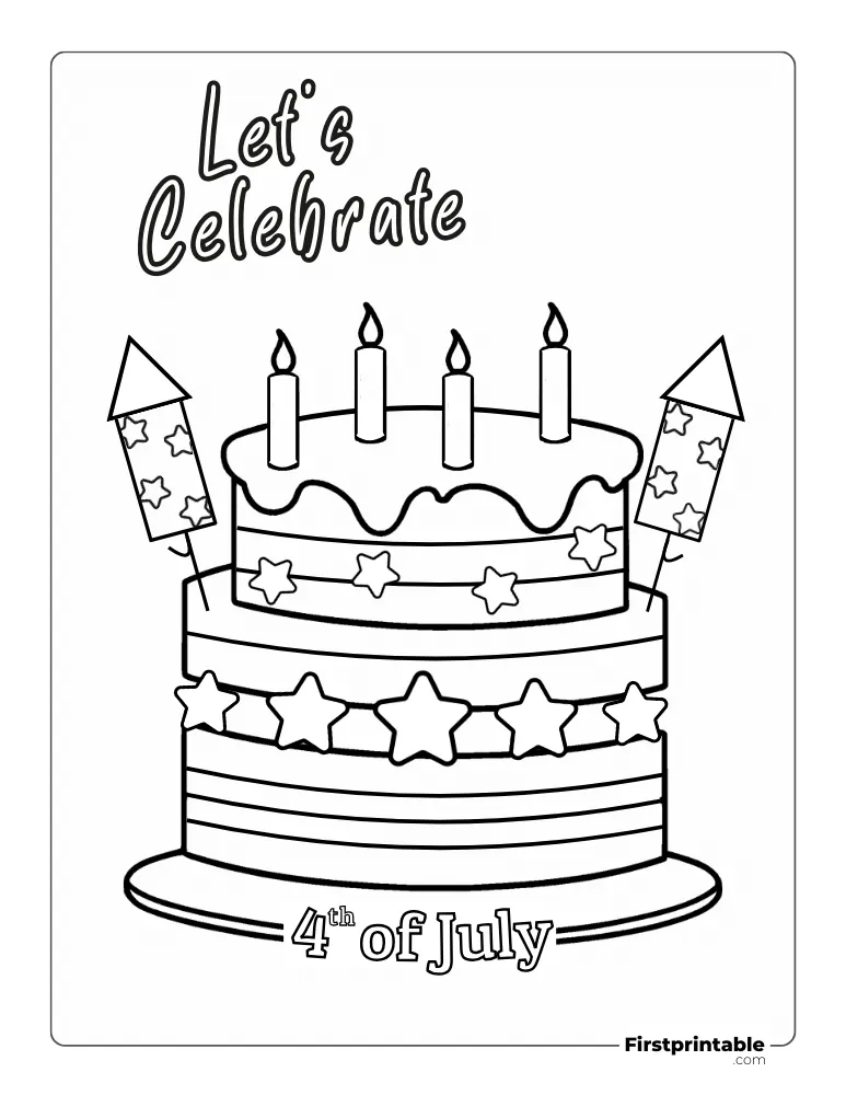 Print and Color "Cake" 4th of July