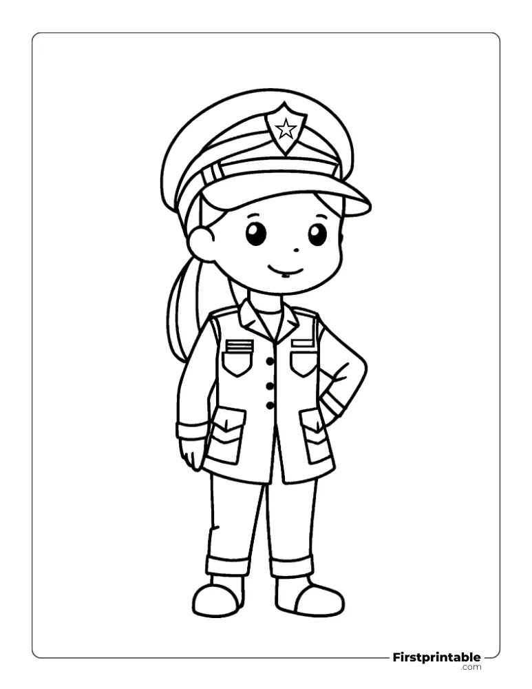 Cute Girl wearing Patriotic costume coloring page