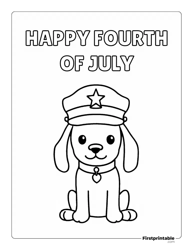 "Happy Fourth of July" Printable Cute Dog