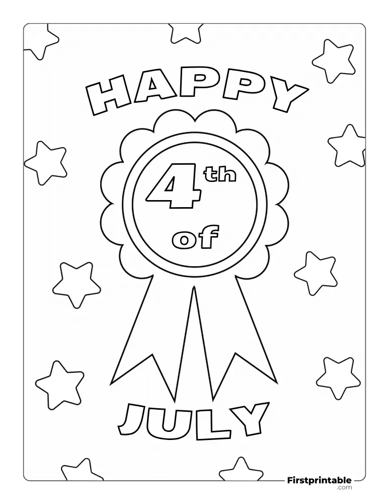 "Happy 4th of July" Coloring Page