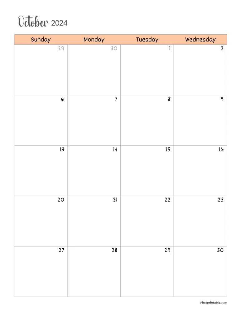 October 2024 Calendar Page 1