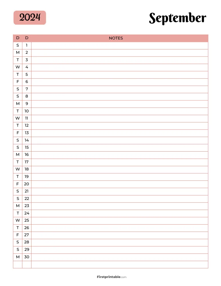 Printable September Calendar 2024 Template 13