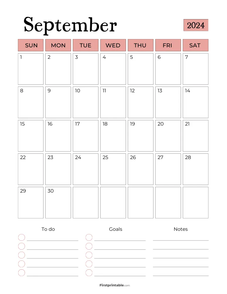 Printable September Calendar 2024 Template 17