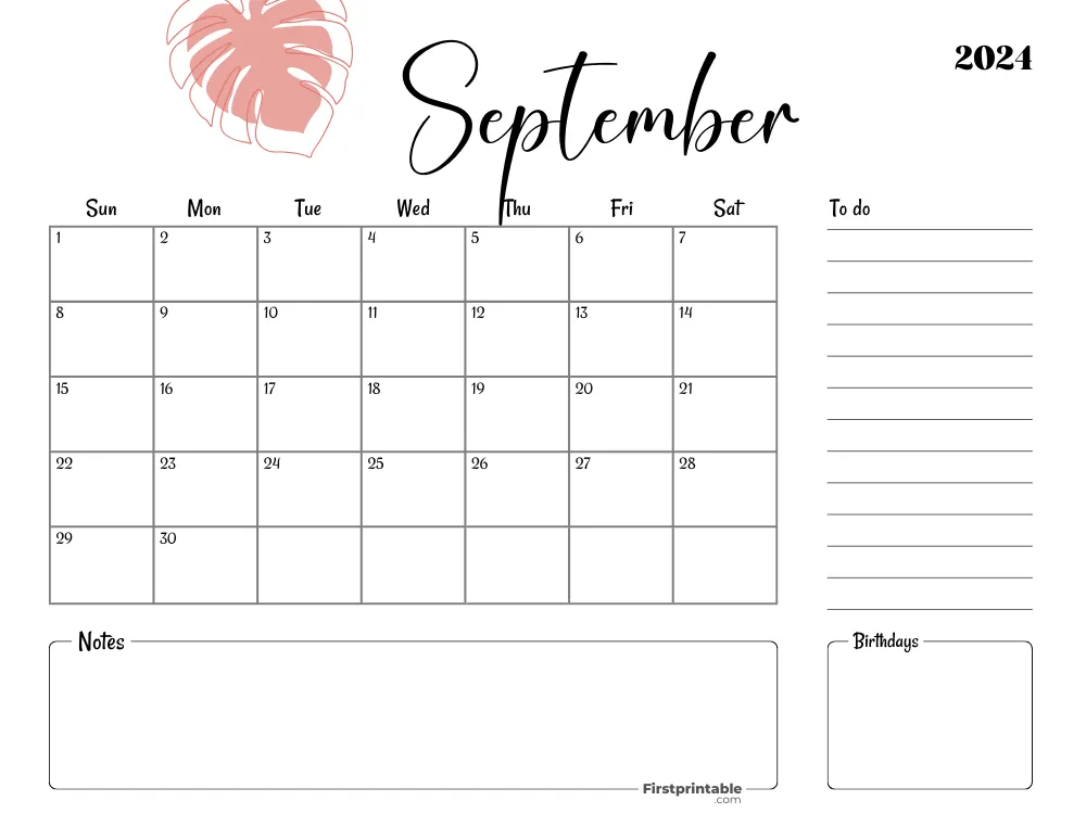 Printable September Calendar 2024 Template 28