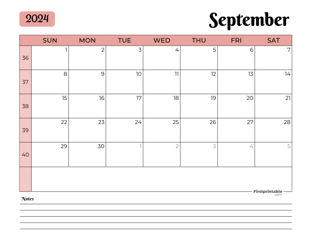 Printable September Calendar 2024 Template 34